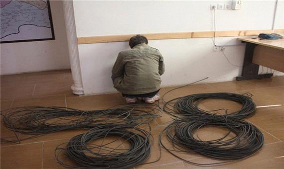 یک دزد سیم های برق در کاشان دستگیر شد