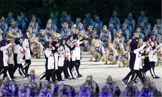 عکس: رژه کاروان ایران به پرچم دارى الهه احمدى در بازی های آسیایی 2018